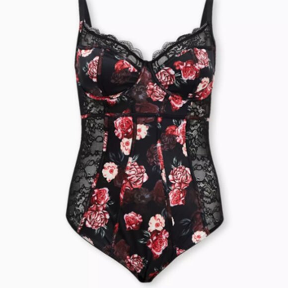 NWT TORRID Satin Floral & Lace Pieced Bodysuit 2X/18-20 - Never Worn... - Picture 3 of 5